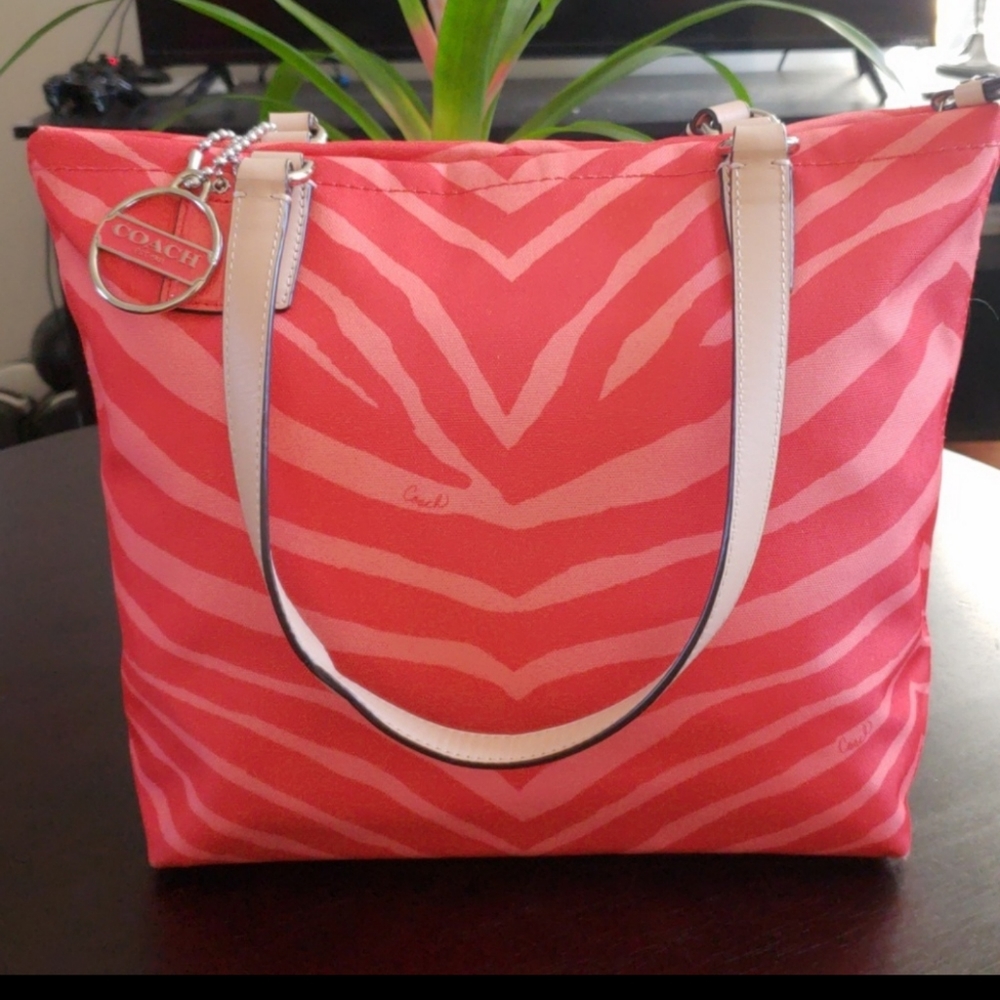 Coach signature zebra print tote